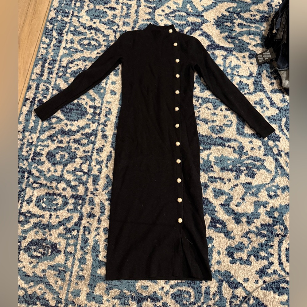 Ann Taylor Pearl button down midi sweater dress